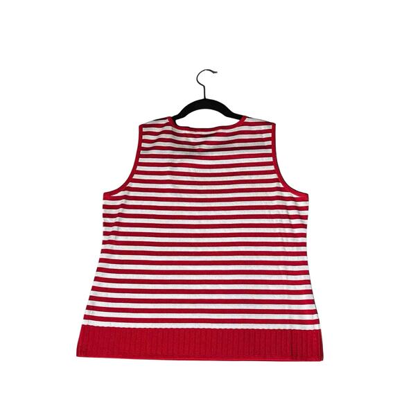 Misook Women's Sleeveless Knit Pullover Tank Top Red White Striped Size M - Picture 4 of 6